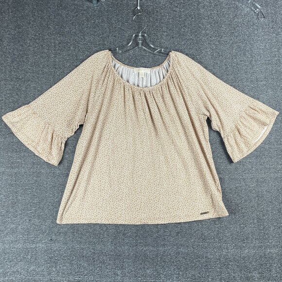 Michael Kors Tops - Michael Kors Top Womens Size 1X Giraffe Animal Print Ruffle Sleeve Work Office C